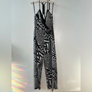 Akira Black Label Abstract Jumpsuit with Pockets - Small